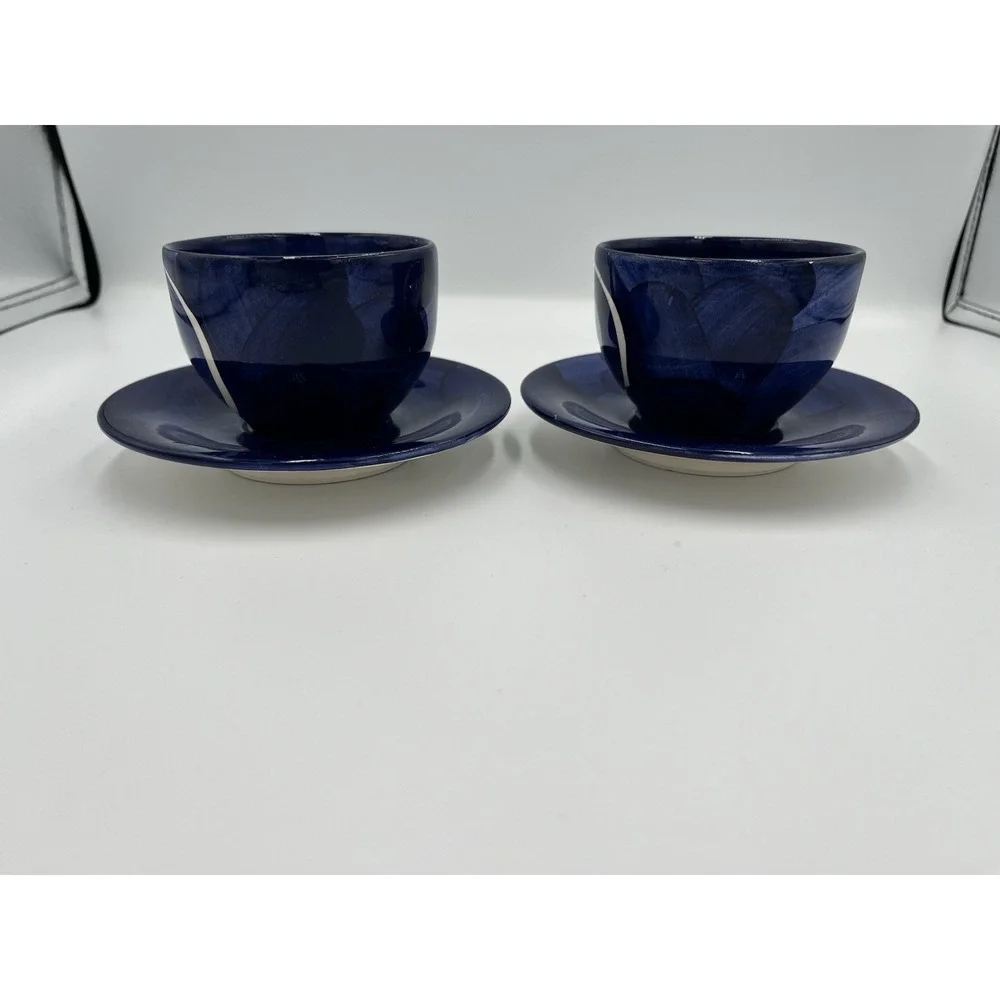 Papart Evil Eye Cup & Saucer Set Blue Nazar Mug Handpainted Ceramic